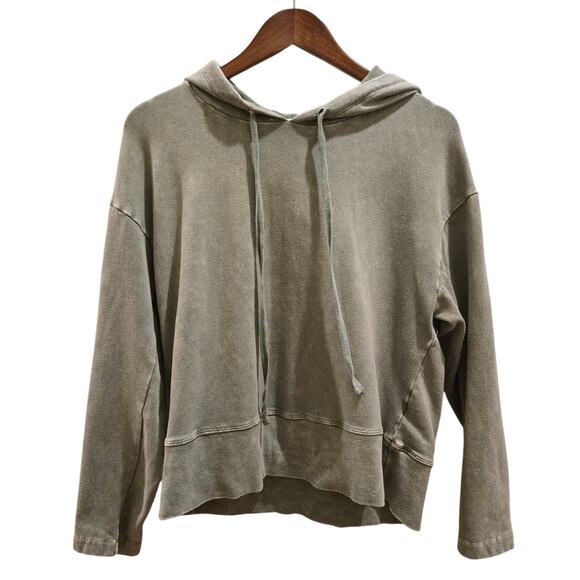 Anthropologie t.la Soft Hoodie Pullover Sweatshirt Green Washed Cotton Medium - Picture 1 of 9